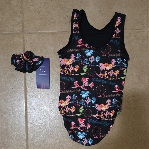 Black One-Piece Swimsuit with Floral Accents - Picture 2 of 4